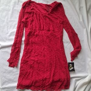 Art Class Vibrant Red Lace Dress